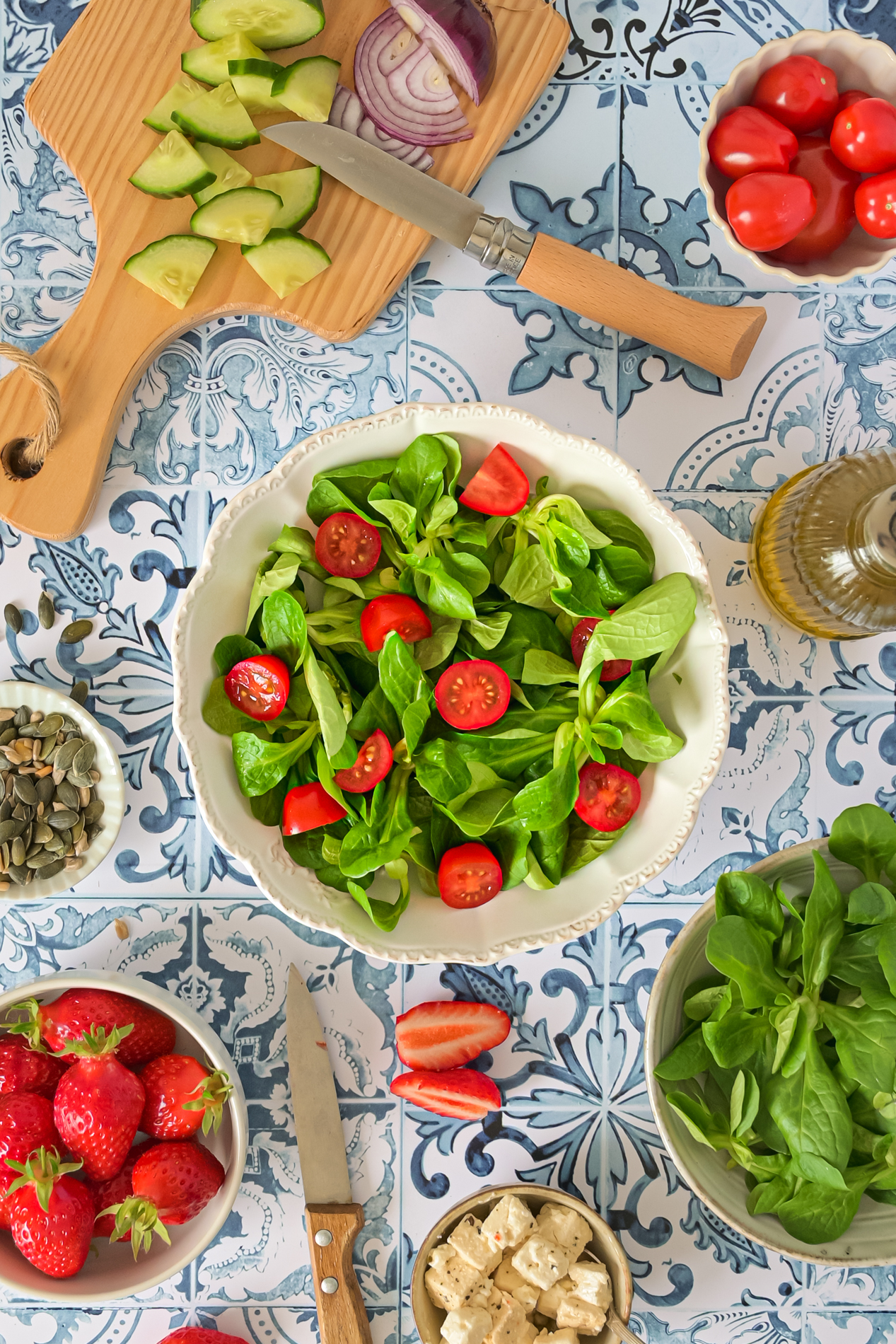 salade avec des fraises