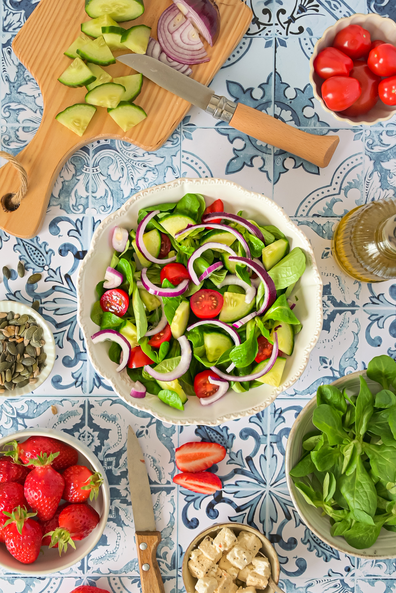 salade printanière de fraises