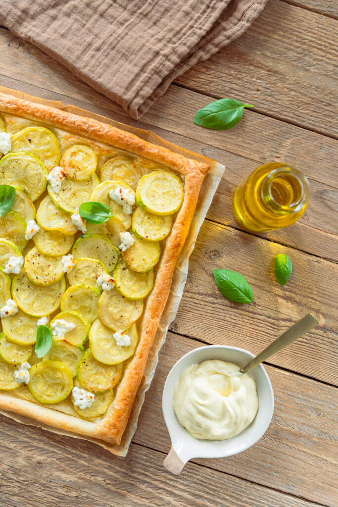 Tarte à la courgette et au chèvre frais