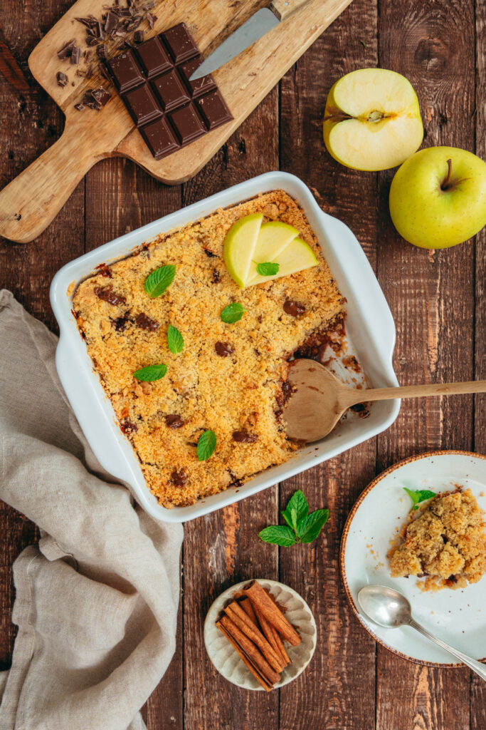 crumble pomme chocolat et cannelle