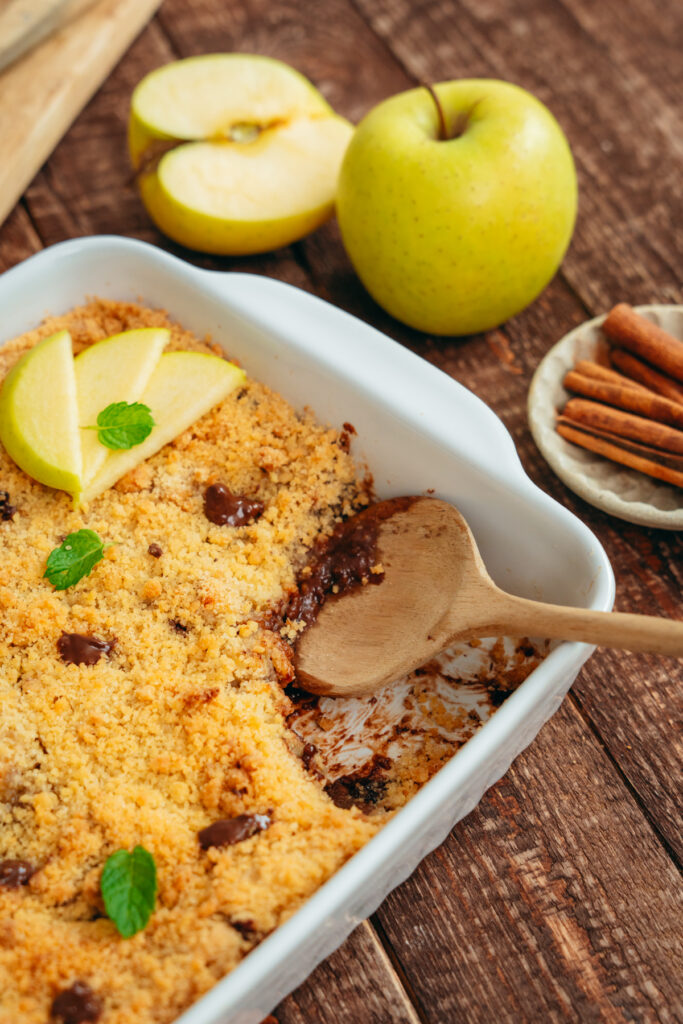 crumble pomme chocolat cannelle