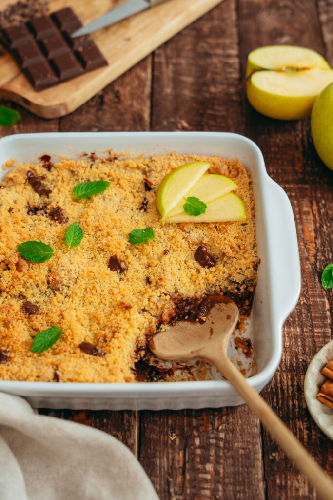 crumble pomme chocolat et cannelle