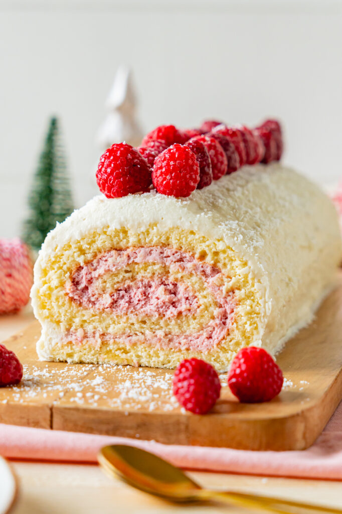 bûche de Noël coco et fruits rouges