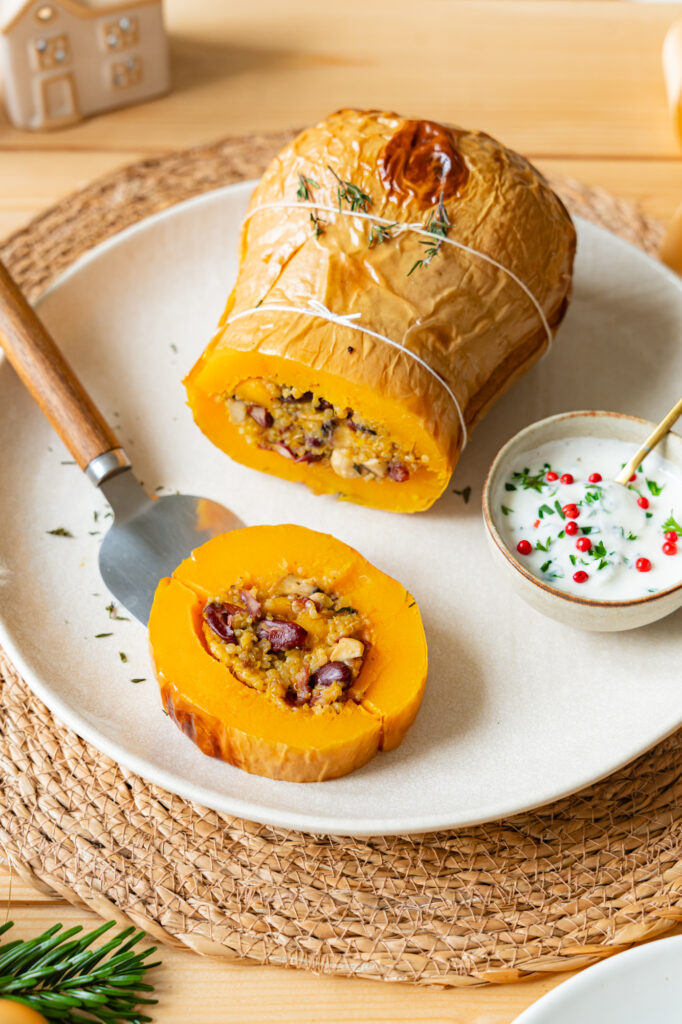 butternut farcie au quinoa et haricots rouges