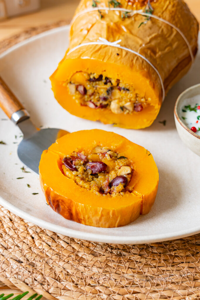 butternut de Noël au quinoa et champignons