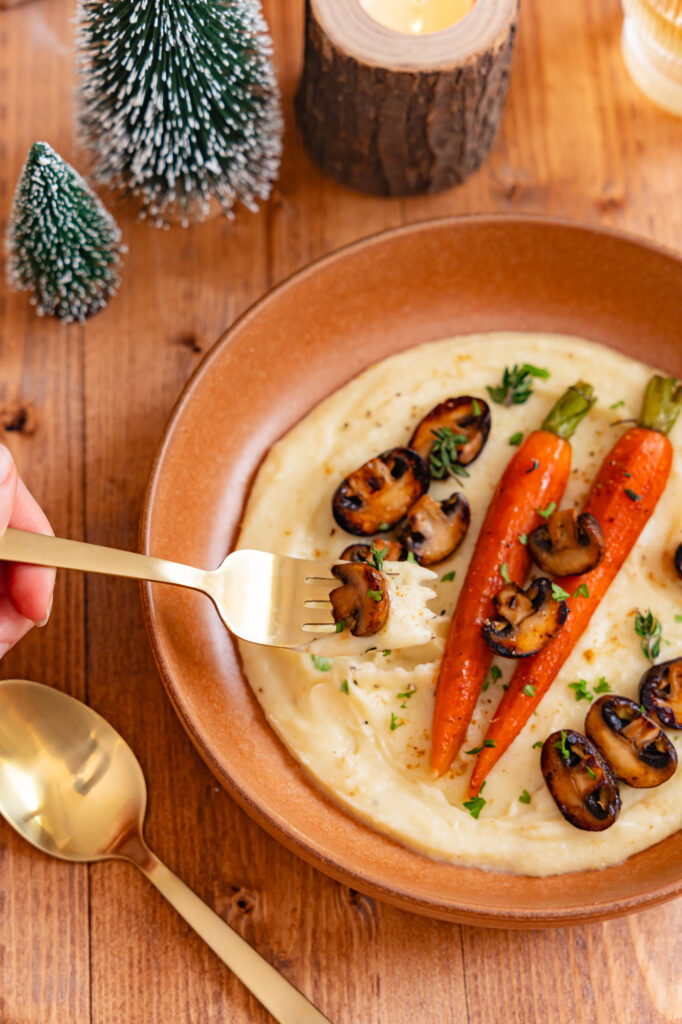purée de panais et carottes rôties